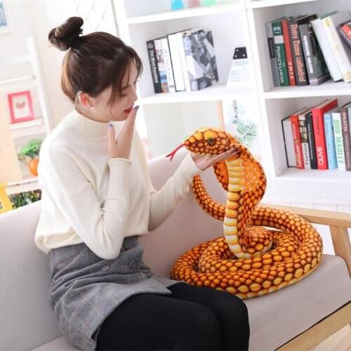 1pc 210cm simulation snake realistic image cobra Plush toy soft animal stuffed doll trick funny gift christmas For child girl