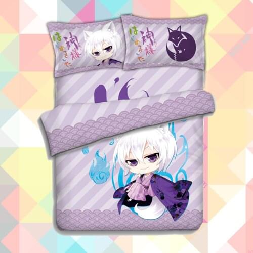 Anime Cartoon Purple Kamisama Hajimemashita Quilt Cover Bedding Set With Pillow Cases Bed Sheet Duvet Cover Set 4pc 151214