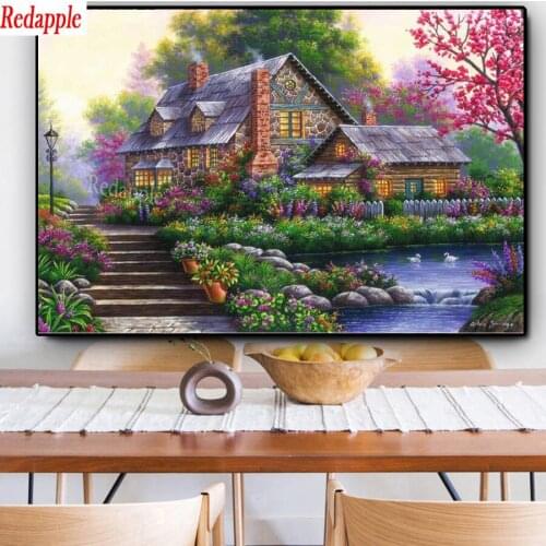 Ldyllic House 5D Full Drill Diamond Painting Embroidery flower garden Cross Stitch Kits DIY Rhinestone Home Decoration Craft art