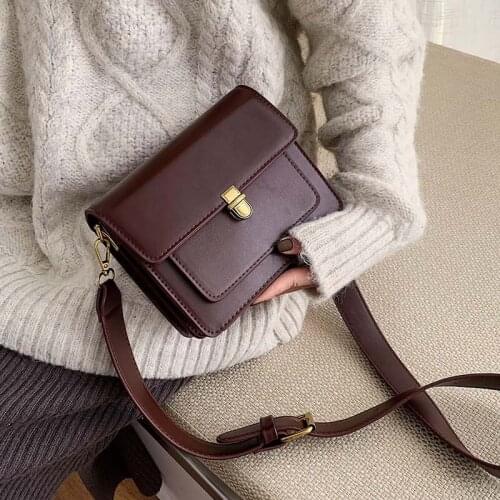 MINI PU Leather Messenger Bags for Women 2021 Solid Color Cover Flap Shoulder Bag Daily Travel Handbags and Purse