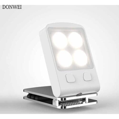 Mini LED Book Reading Lamp Ultra Bright Rotating Rechargeable LED Running light 4 Level Dimming Eye Protection Night light