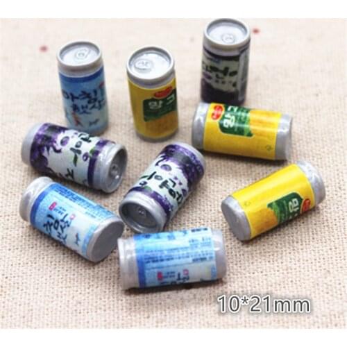 10pcs Mix Colors Cute 3D Resin Simulation Korea Juice Drink Cans Miniature Food Art DIY Decoration Charm Craft,10*21mm