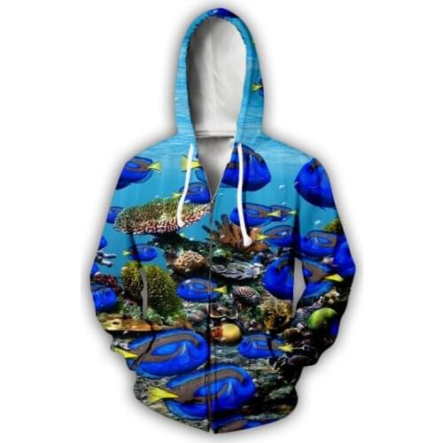 3D Fish Hoodie Mens Top Fashion Harajuku Casual Top Ladies Unisex Fish Hooded Top Men 2021