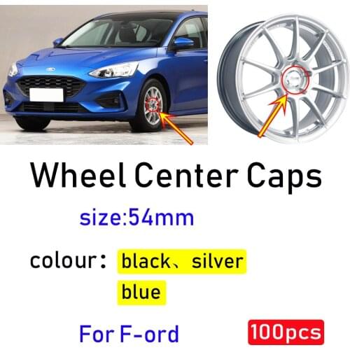 100pcs 54mm Car Wheel Center Caps rim hub Covers Emblem Logo Badge FOR ford Fiesta Focus Fusion Mondeo decorative Sticker