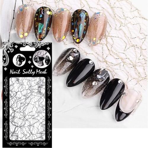 Nail Sticker 3D Mesh Slider Adhesive Design Silver Gold Decal Manicure Art Decoration Foil Lacquer Accessoires