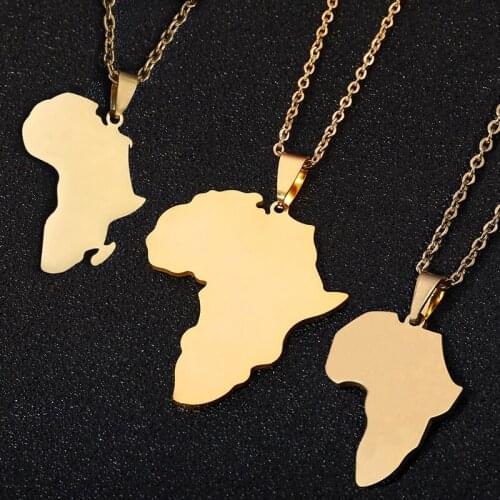 SONYA Stainless steel Africa map Big Necklace For Women/Men Hip Hop Gold Color Larger Necklace Lovers Engagement Jewelry