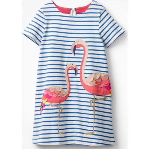 Striped Baby Girls Dresses Flamingo Children Clothes Blouse Girls Jumpers Outfit Toddler Clothing For Girl One-Piece Dress 2-6Y