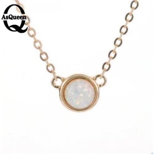 Simple Small Round High Quality Pendant Necklace Natural Colorful Fluorescent Opal Necklace Wholesale Collier Femme