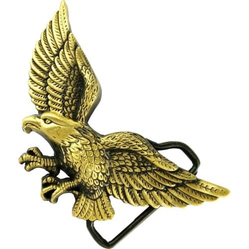 Carved 3D Flying Eagle Pattern Alloy Belt Buckle for Men Cowboy Jean -Bronze
