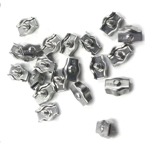 Silver Cable Clamp Wire Clips 304 Stainless Steel Simplex M5 Set of 20