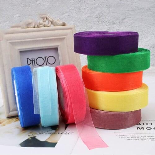 25mm Silk Organza Ribbons Christmas Wedding Party Decoration Birthday Halloween Gift Wrapping Ribbons DIY Crafts (45Meters/Roll)
