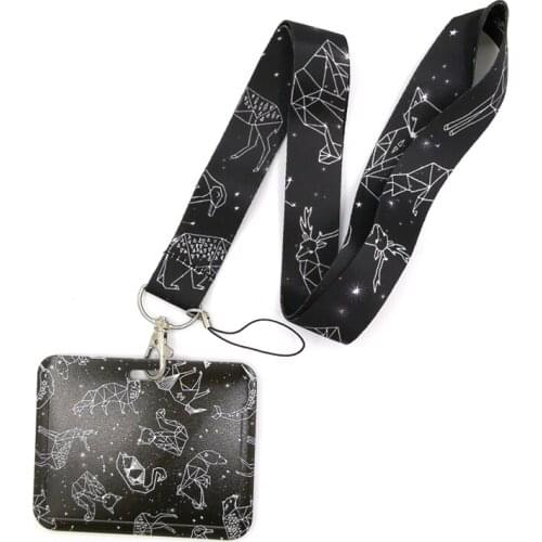 Starry Sky Animals Constellation Anime Lanyard Badge Holder ID Card Lanyards Mobile Phone Rope Key Lanyard Neck Straps Key Ring
