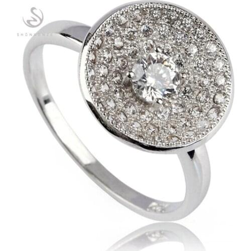 SHUNXUNZE Noble Generous Wedding rings Jewelry for women christmas gifts White Cubic Zirconia Rhodium Plated R3196 size 6 7 8 9