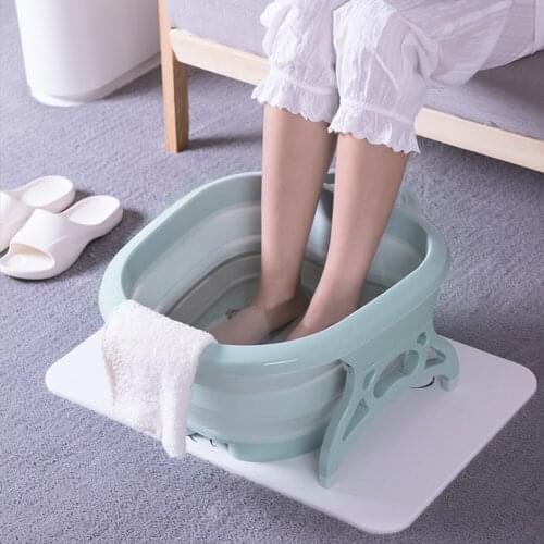 2019 Folding Foot Tub Portable Foot Wash Tub Massage Bucket Travel Folding Bucket with 4 Massage Balls Bathing Feet in Winter