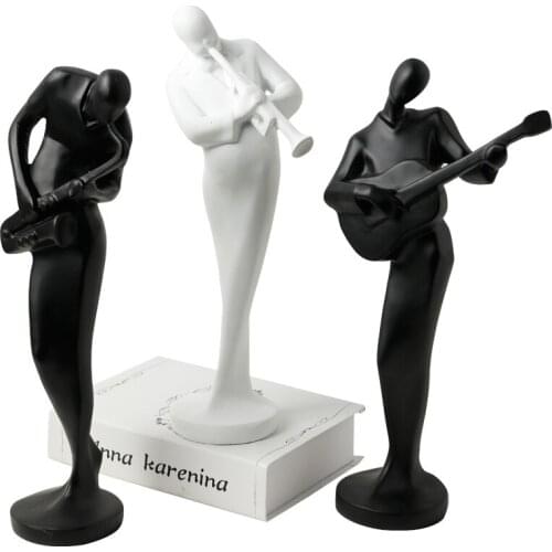 MODERN SIMPLE ABSTRACT MUSIC CHARACTER STATUE RESIN CRAFTS SAXOPHONE TUBA FIGURE ARTS SCULPTURE HOME DESKTOP DECORATION R2931