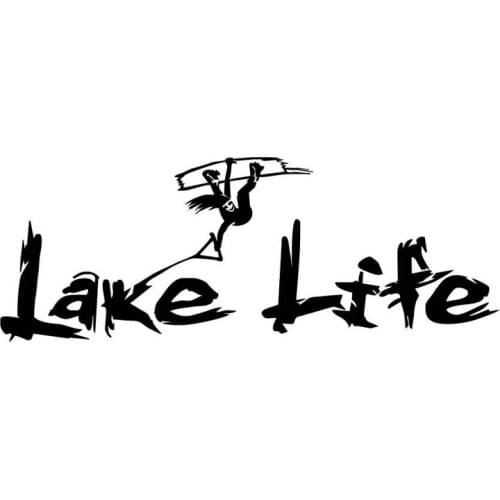 Car Sticker Girl Wake Board LAKE LIFEPVC Car Decoration Accessories Decal Creative Waterproof Sunscreen Black/white,18cm*7cm