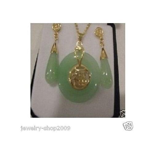 Title448 Jewelry GP stone Pendant & Earrings Set + chain>>- watch wholesale Quartz stone CZ crystal