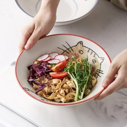Japanese style household creative personality retro mixing bowl large soup rice salad bowl ceramic ramen noodle bowl tableware