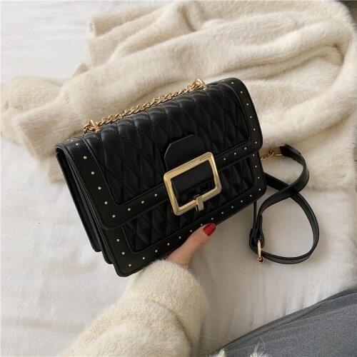 Diamond pattern ladies shoulder bag party female portable small square bag high quality PU Messenger bag shoper bags 2019 new