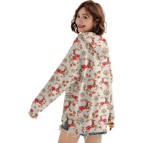 Christmas Santa Claus Deer 2021 Hoodies Women Fashion 3D Print Sweatshirt Hoodie Pullover Autumn Winter Coats Lady Girls