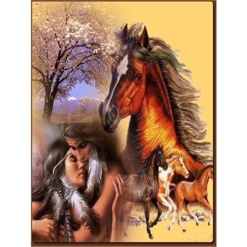 Rhinestones icon Diamond Painting Indian girl horse diy Diamond Embroidery Mosaic Crystal Painting by numbers Home Decor