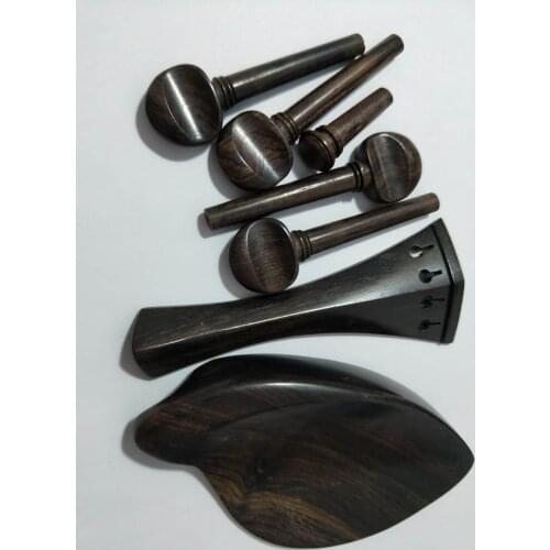 1 Set NEW Arrival Ebony Violin Parts 4/4 NEW Ebony Pegs natural color and Tailpiece Chin Rest end button