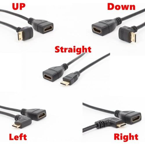 1080P Mini HDMI-compatible to HDTV Cable Male to Female 90 degree Right Angled Converter Adapter M-F Extension Adapter Connector