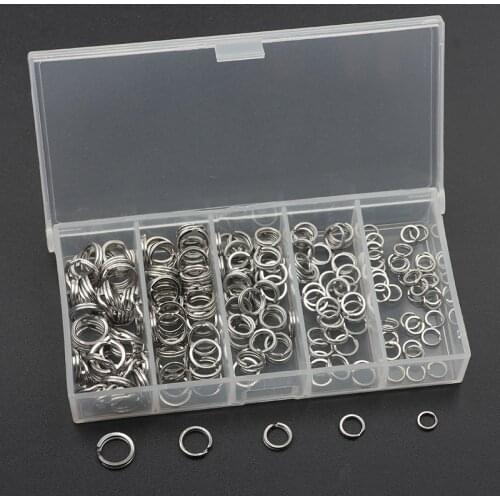 200PCs Connecting Fishing Rings Sets Stainless Steel Split Rings Hard Bait Lure hook Accessories Tackle High Strengthen O ring