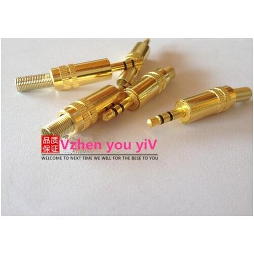 5pcs/Hot sell direct 3.5mm audio welding head phone, headset head 3.5mm plug, gold-plated head 2 sections of audio cable
