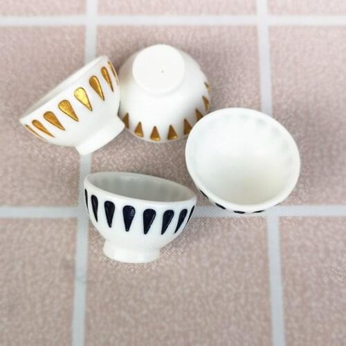 5pc Small Bowl Mini Model PVC Craft Ornament Miniature Dollhouse Garden Fairy Decoration Glass Decor DIY Accessories