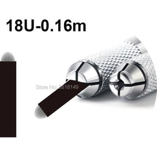 50pcs 0.16mm Lamina Tebori U Blade Microblading Needles 18U for Permanent Makeup Black Tattoo Needle for Eyebrow Manual Pen
