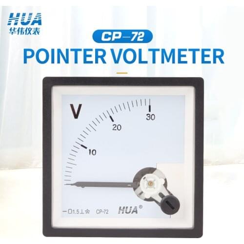 CP-72 DC Analog voltmeter 1V2V3V5V10V15V20V30V40V50V100V150V200V250V300V400V450V500V panel voltage meter