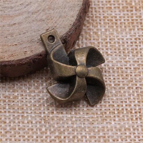 Free shipping 16pcs 27x21mm antique bronze windmill charms diy retro jewelry fit Earring keychain hair card pendant accessories