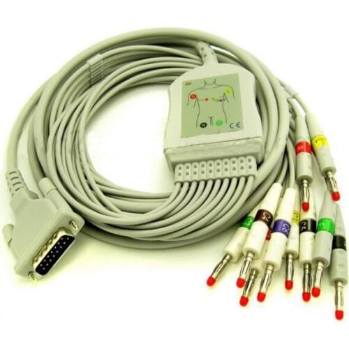 Free Shipping Schiller ECG Cable 10 Leads ECG/EKG Cable Banana 4.0mm AT3 AT6 CS6 AT5 AT10 AT60 IEC Standard use