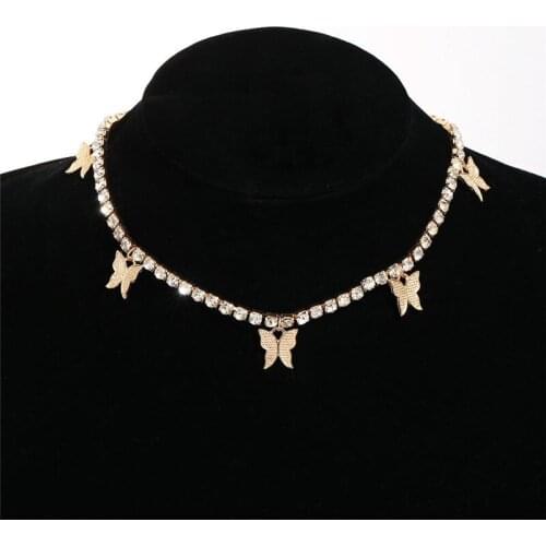Boho Crystal Butterfly Pendant Fashion Choker Necklaces Bijoux For Women Elegant Choker Necklace Jewelry