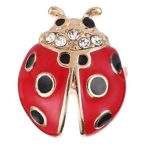 OneckOha Flying Rhinestone Ladybug Brooches Zinc Alloy Animal Insect Brooch Pin Womens Garment Accessories