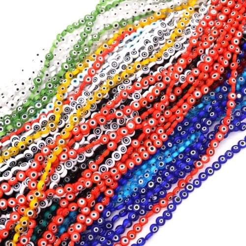 47pcs Multicolor Evil Eye Lampwork Glazed Glass Beads Round Flat Shape For Jewelry Making Diy Fashion Bracelet Necklace 8mm