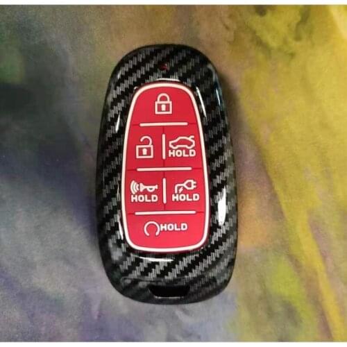 Carbon Fiber ABS Car Key Case Key Cover for Hyundai Sonata Tucson Solaris i30 Grand Stare 2019 2020 2021 6button key