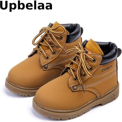 New 2020 PU Leather Winter Children Boots Boys Plush Martin Boots Casual Warm Ankle Shoes Kids Fashion Sneakers Baby Snow Boots
