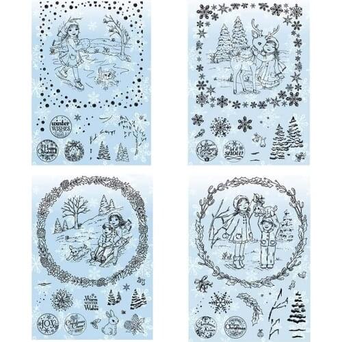 Girl Winter Wishes 6x8inch Transparent Silicone Clear Stamp For Scrapbooking DIY Craft Decoration Soft Stamp Photo
