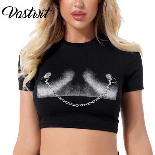 E-girl Tee Funny Print T-shirt 90s Streetwear Summer Womens Vintage Casual O-neck Basic Crop Top Y2k Harajuku Slim