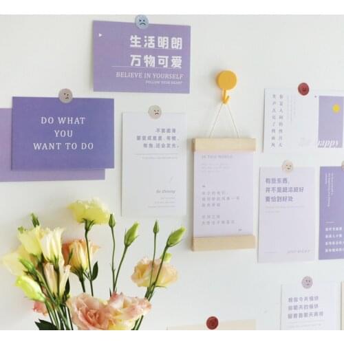 Ins Chinese Short Sentences Purple Art Postcard Creative Home Decor Bedroom Background Wall Sticker Decorative Card 15 Sheets