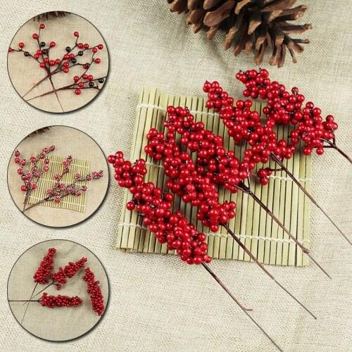 Artificial Foam Red Berries Pomegranate Branch DIY Flower Arrangement Photography Props Wedding Christmas Party Home Decorations