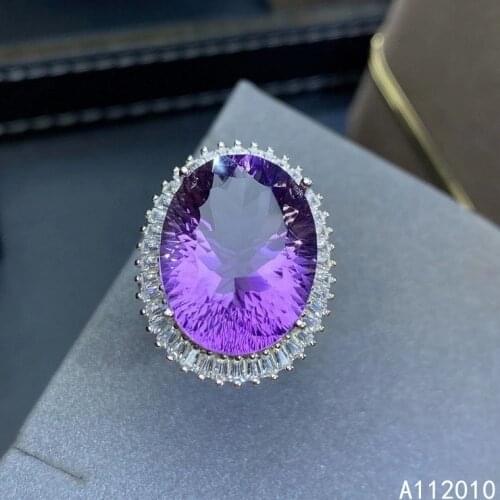 KJJEAXCMY fine jewelry 925 sterling silver inlaid natural Amethyst gemstone exquisite new Female adjustable ring support test