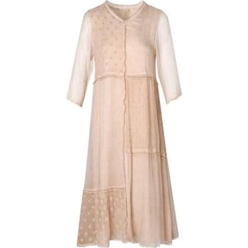 Summee New Style Elegant Luxurious Embroidery Vestido Festa Pastel Silk Trendy Ukraine Casual Vacation Plus Size Dress Women