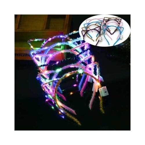 LED FLASHING colorful luminous birthday party fashion ear hair hoop lovely network celebrity headgear headband ground stall