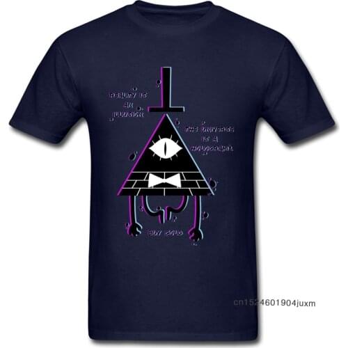 Male Tshirt Illusion Gravity Fall T Shirt Illuminati T-shirt Men Summer Big Size Cotton Crewneck Clothes Geometric Pattern Funny