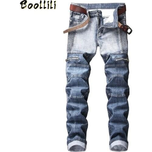 2020 Spring Autumn Mens Jeans Classic Straight Denim with Zippers Jean Mens Scratched Long Trouser