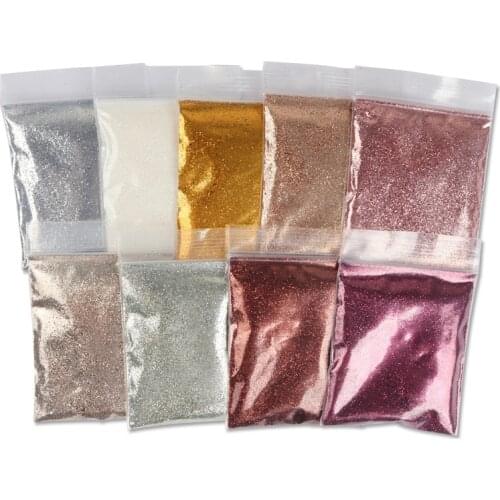 9 Colors Nail Glitter Set Silver Gold Pigment 0.2mm Fine Powder Dust Chrome Dust Sparkling Flakes Nail Art Decor