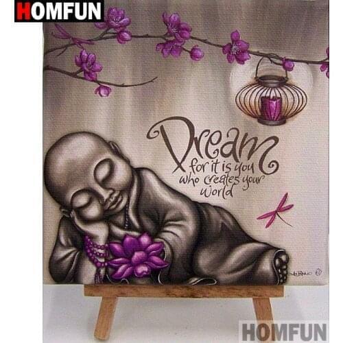 HOMFUN Full Square/Round Drill 5D DIY Diamond Painting "Religious Buddha" Embroidery Cross Stitch 5D Home Decor A07332